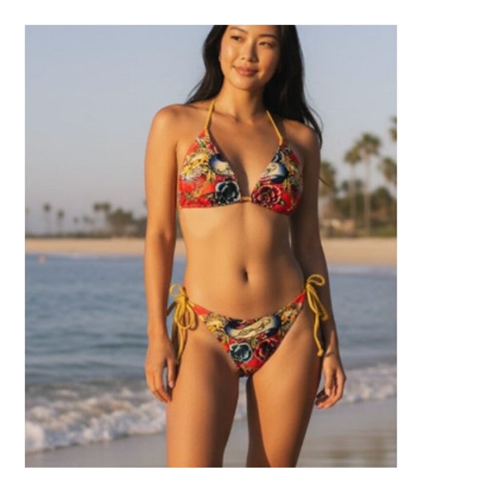Authentic Vintage Ed Hardy Graphic String Bikini Swimsuit S/M